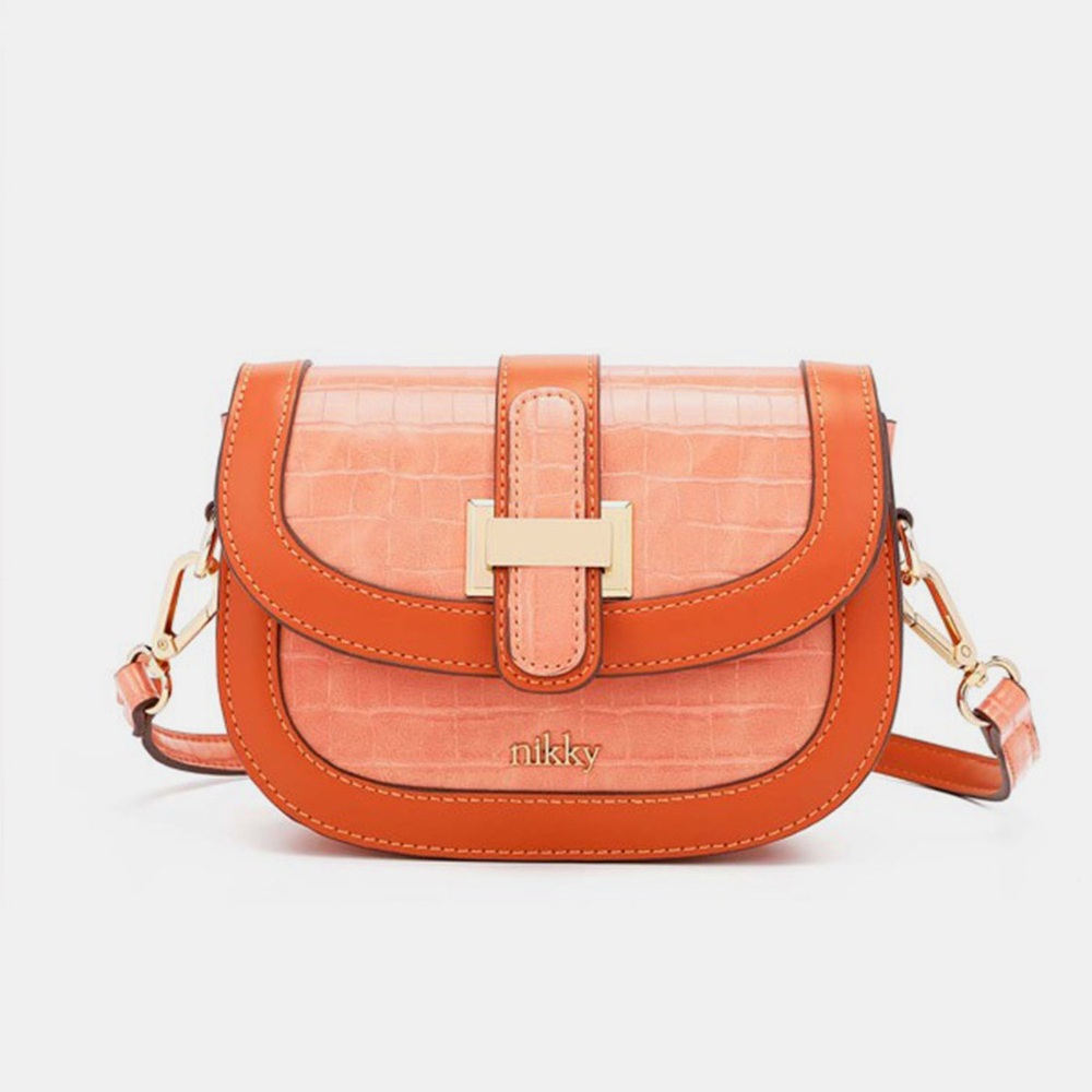 NWT Nicole Lee Croc Embossed Crossbody Bag – Vegan Leather Purse with Gold HW